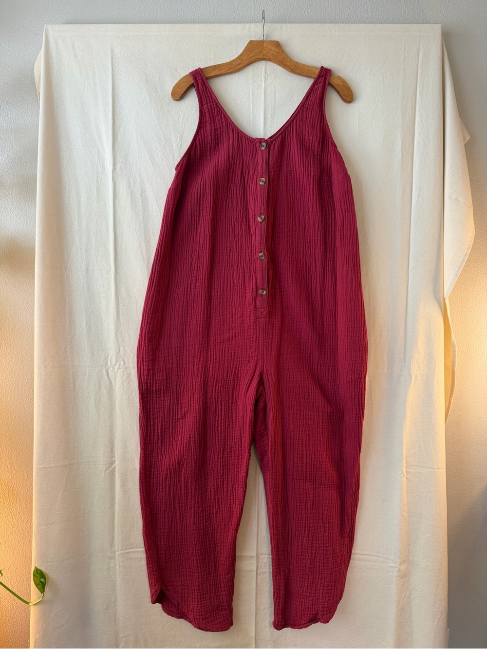 Isabel Maternity by Ingrid & Isabel Button-Front Cotton Gauze Jumpsuit